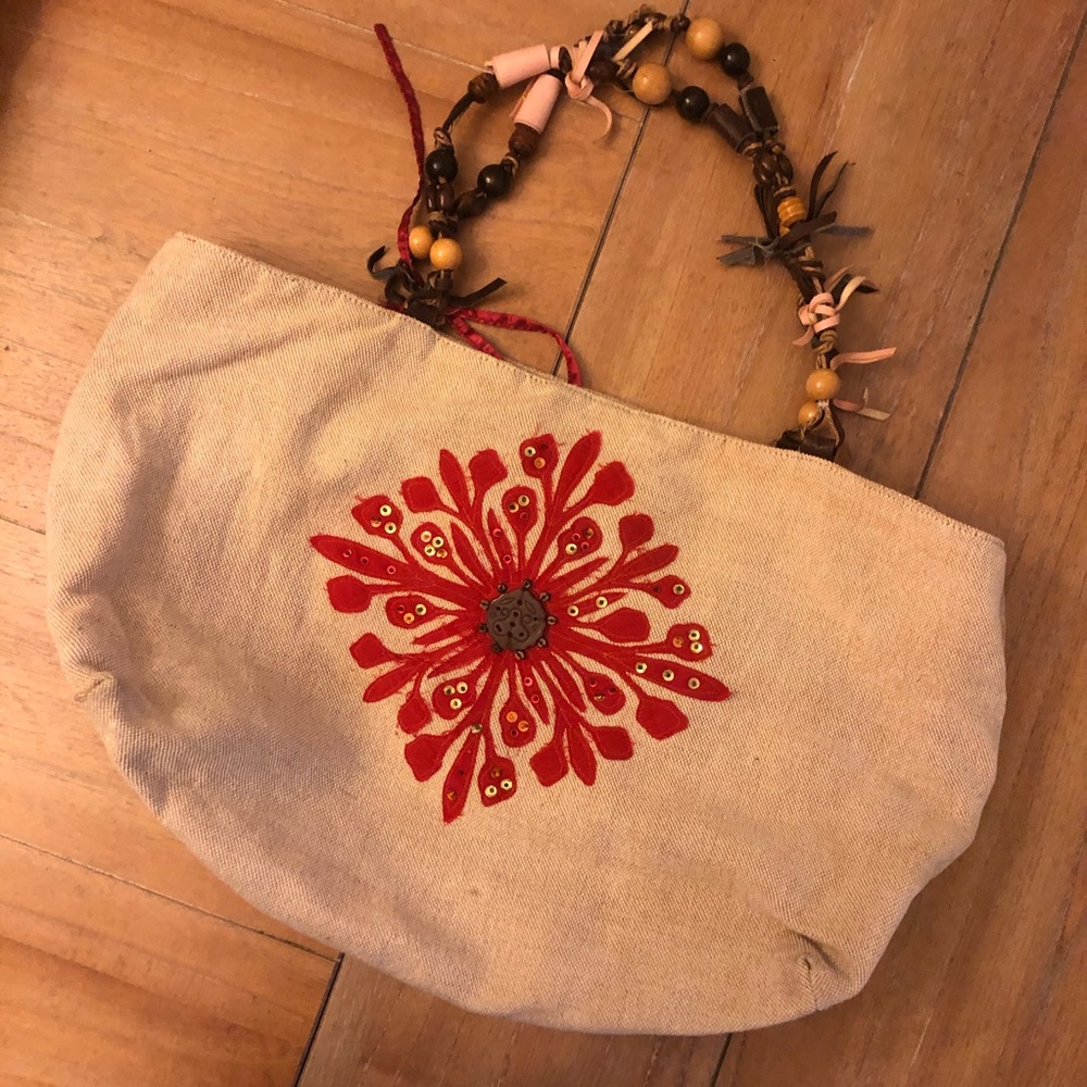 Beige Canvas Beach Tote